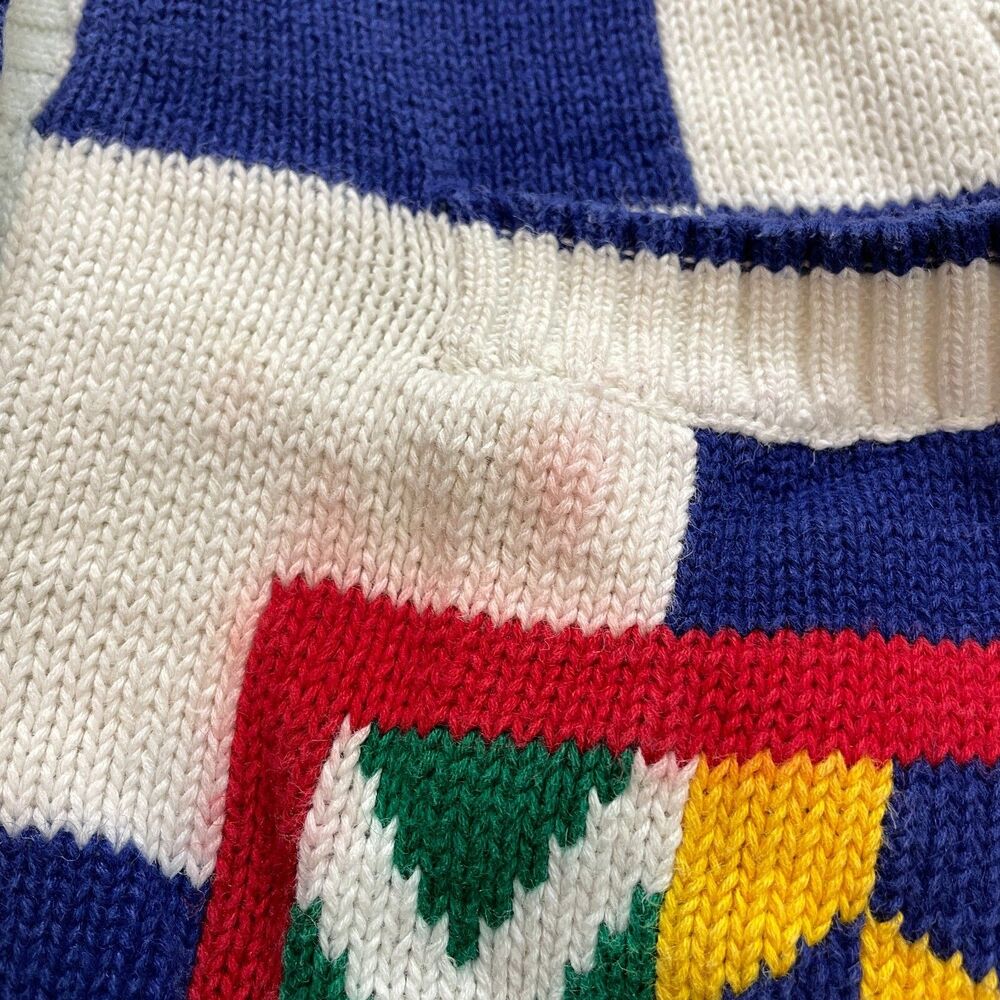 Elisabeth Liz Claiborne Cardigan Sweater Womens 3X White Blue Check Knit Vintage - Picture 6 of 13